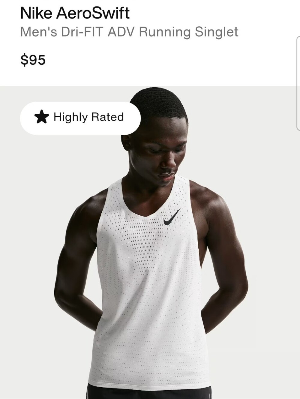 Men's Nike Aeroswift White Dri-FIT ADV Running Singlet EUC